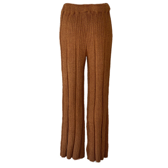 Solid Ribbed Knit Blanket Pants in Caramel - Picture 2 of 5